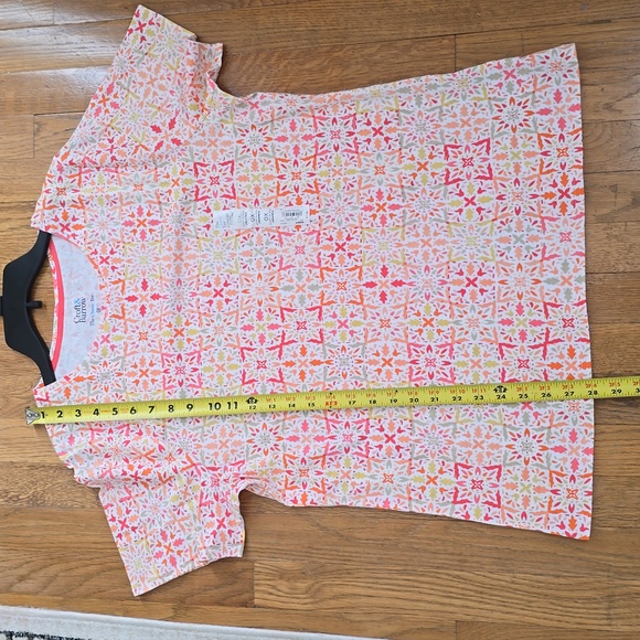 CROFT AND BARROW WOMENS PLUS SIZE SHORT SLEEVE PINK & WHITE PULLOVER TOP SIZE 0X - Picture 8 of 12